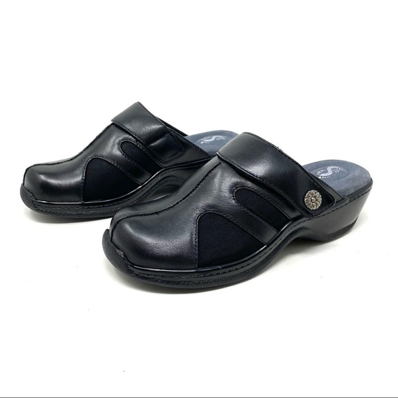 SoftWalk Acton black leather comfort casual clogs NARROW - Picture 2 of 7
